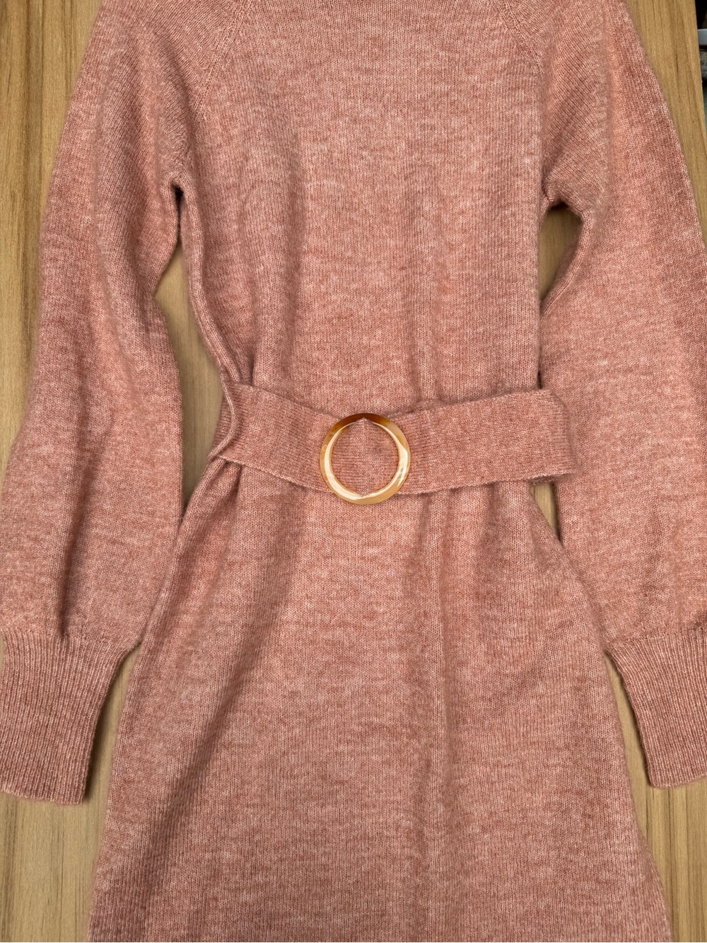 LC Lauren Conrad Heather Orange Ribbed Mock Neck Belted Sweater Harvest Dress - Picture 4 of 5